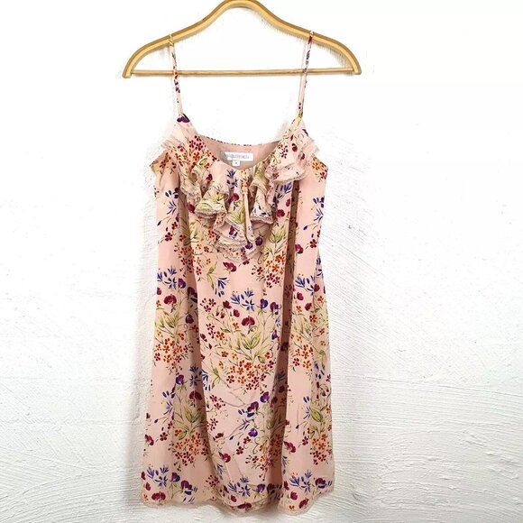 Forever New Womens Apricot Floral Silk Sleeveless Short Dress Size 12 - Picture 1 of 6